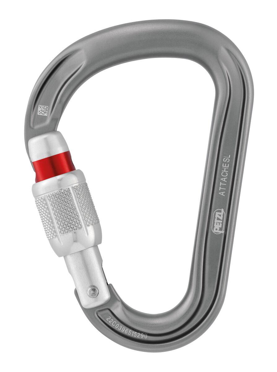 Petzl-Attache Screw-Lock Carabiner-Climbing Carabiner-Grey-