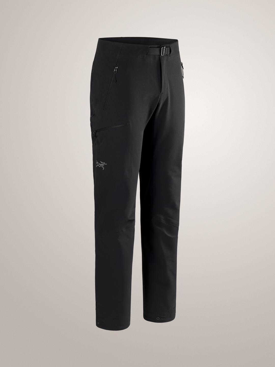 Black Arc'teryx Gamma AR men's pants on gray background