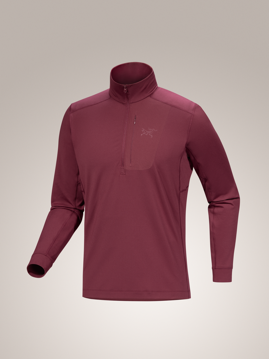 Mars red Arc'teryx Rho LT Men's zip neck baselayer top