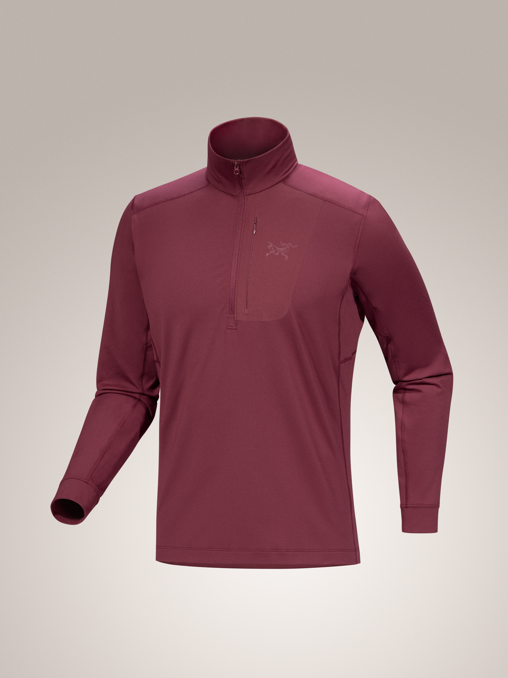 Mars red Arc'teryx Rho LT Men's zip neck baselayer top