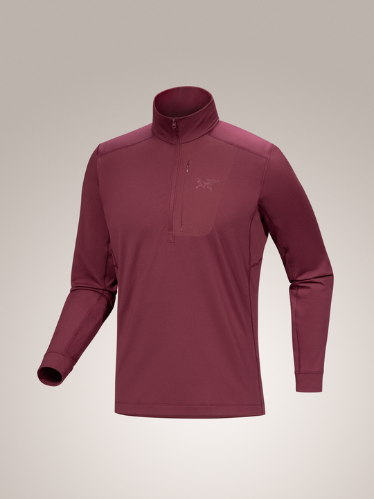 Mars red Arc'teryx Rho LT Men's zip neck baselayer top