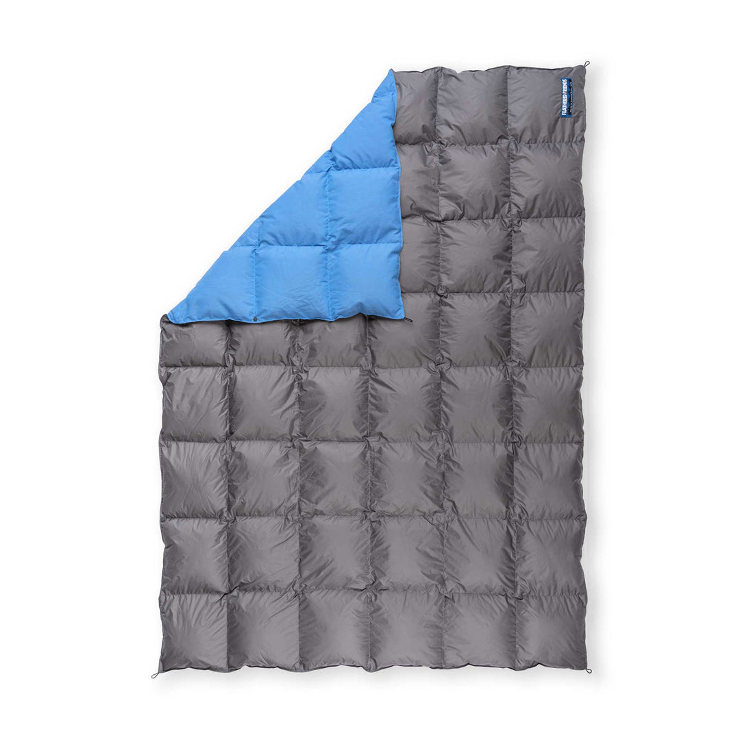 Feathered Friends-Limited Edition Upcycled Lightweight Down Blanket-Gray / Light Blue-Upcycled Down Blanket