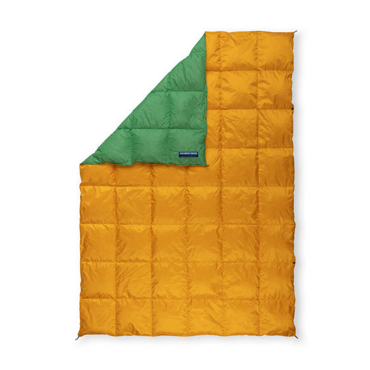 Feathered Friends-Limited Edition Upcycled Water Resistant Down Blanket-Upcycled Down Blanket-Yellow / Shamrock-