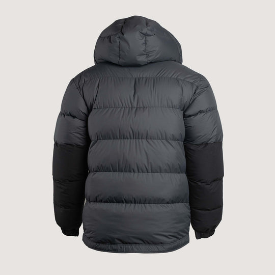 Feathered Friends Khumbu Parka Iron Gray studio photo view of the back