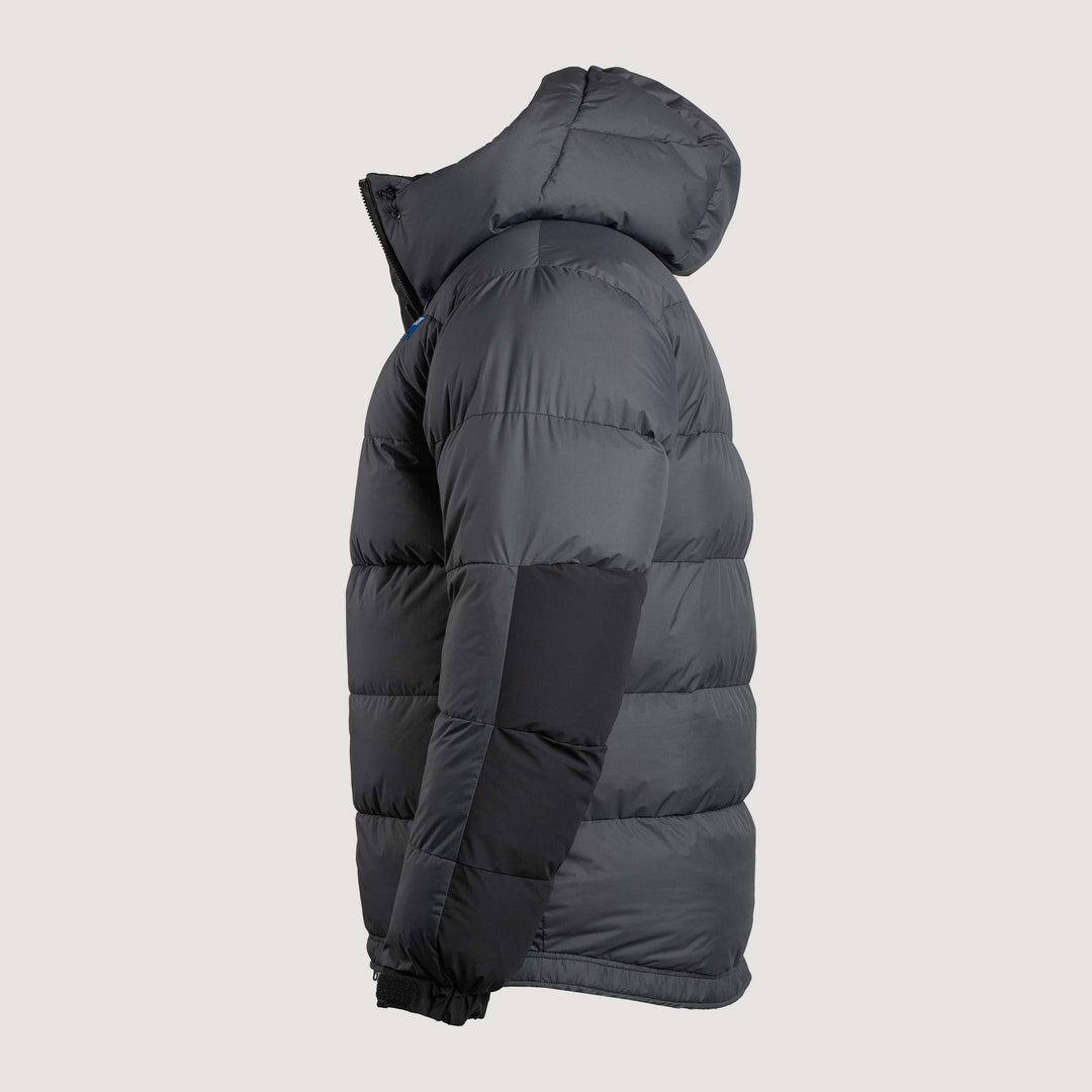 Feathered Friends Khumbu Parka Iron Gray studio photo side view