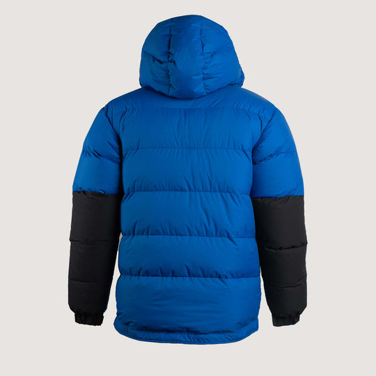 Feathered Friends Khumbu Parka Royal Blue studio photo view of the back