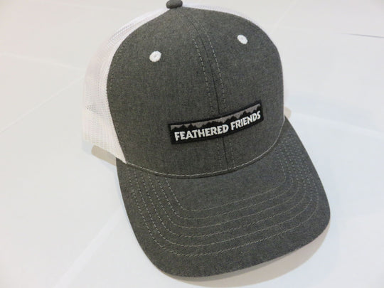 Kam Gear-Feathered Friends Pro Style Trucker Mountain Logo Patch Hat-Clothing-Black Chambray/White-