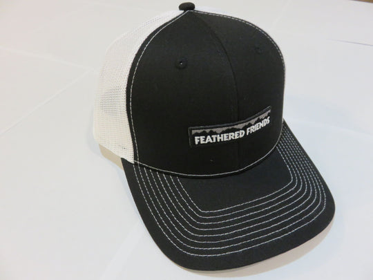 Kam Gear-Feathered Friends Pro Style Trucker Mountain Logo Patch Hat-Clothing-Black/White-