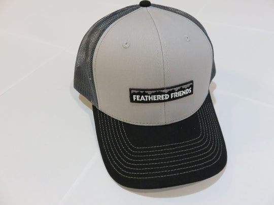 Kam Gear-Feathered Friends Pro Style Trucker Mountain Logo Patch Hat-Clothing-Grey/Black/Charcoal-