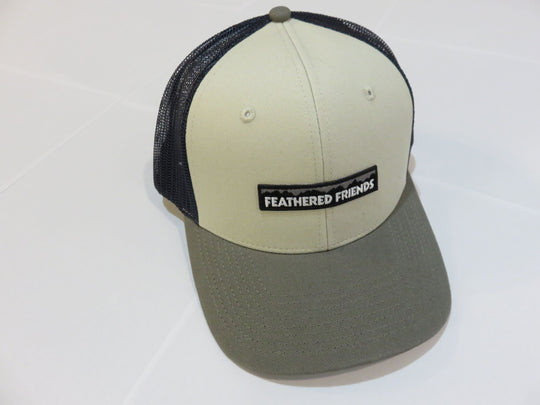 Kam Gear-Feathered Friends Pro Style Trucker Mountain Logo Patch Hat-Clothing-Natural/Olive/Navy-