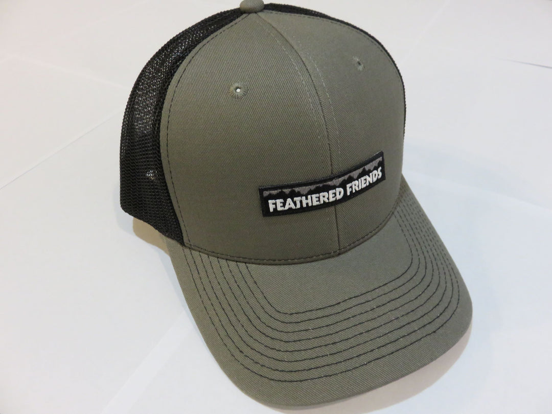 Kam Gear-Feathered Friends Pro Style Trucker Mountain Logo Patch Hat-Clothing-Olive/Black-