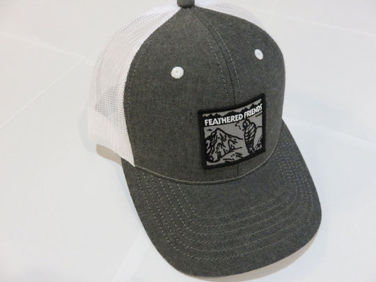Kam Gear-Feathered Friends Smoking Man Pro Style Trucker Hat-Clothing-Black Chambray/White-