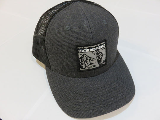 Kam Gear-Feathered Friends Smoking Man Pro Style Trucker Hat-Clothing-Heather Charcoal/Black-