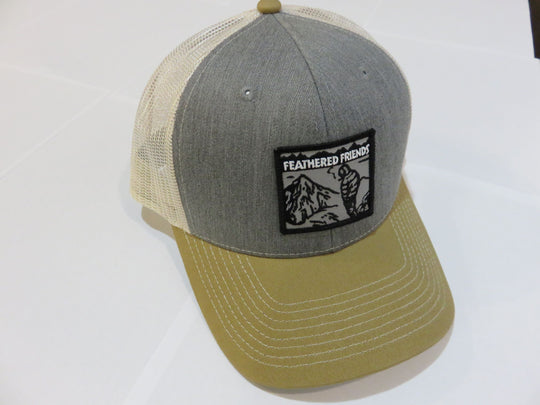 Kam Gear-Feathered Friends Smoking Man Pro Style Trucker Hat-Clothing-Heather Grey/Amber/Stone-