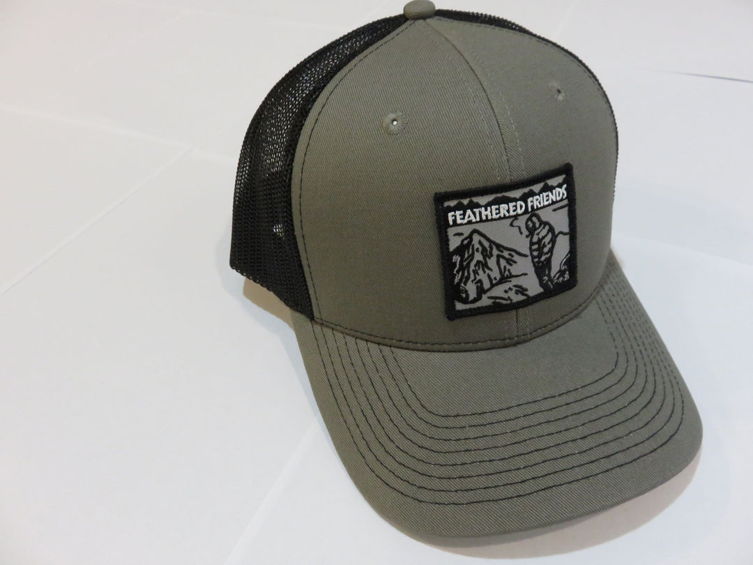 Kam Gear-Feathered Friends Smoking Man Pro Style Trucker Hat-Clothing-Olive/Black-