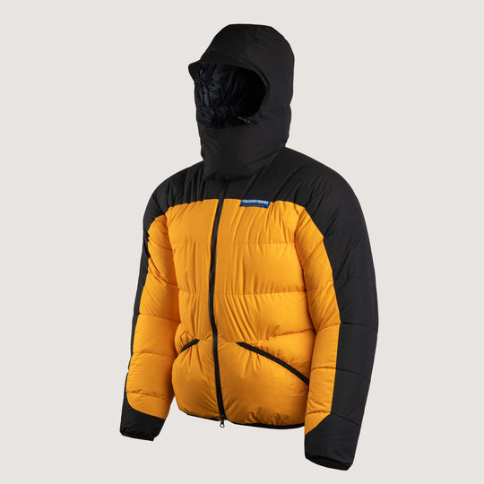 Feathered Friends Volant Jacket Saffron Yellow studio photo front