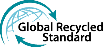 Logo of Global Recycled Standard with a blue circular design and text.