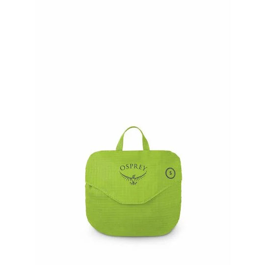 Osprey limon green rain cover packed