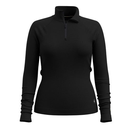 Smartwool-Classic Thermal Merino Base Layer 1/4 Zip Women's-Clothing-Black