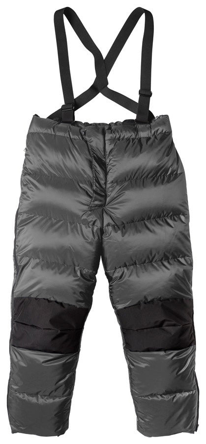 Studio lay flat image of shale gray Feathered Friends Frontpoint Down Pants