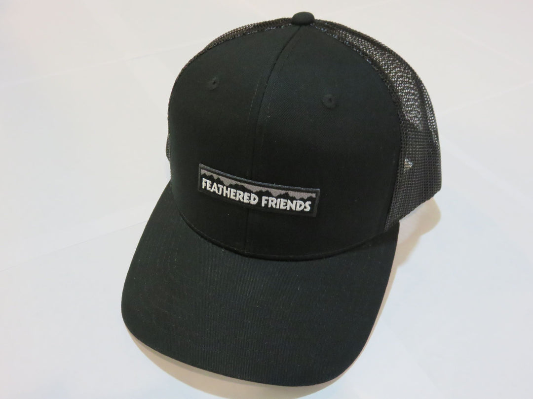 Kam Gear-Feathered Friends Pro Style Trucker Mountain Logo Patch Hat-Clothing-Black/Black-