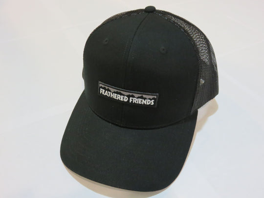 Kam Gear-Feathered Friends Pro Style Trucker Mountain Logo Patch Hat-Clothing-Black/Black-