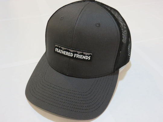 Kam Gear-Feathered Friends Pro Style Trucker Mountain Logo Patch Hat-Clothing-Dark Gray/Black-