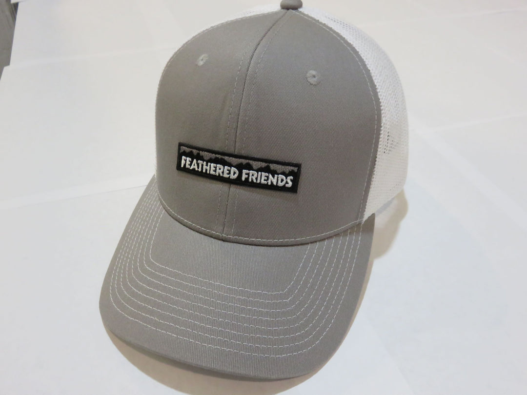 Kam Gear-Feathered Friends Pro Style Trucker Mountain Logo Patch Hat-Clothing-Gray/White-