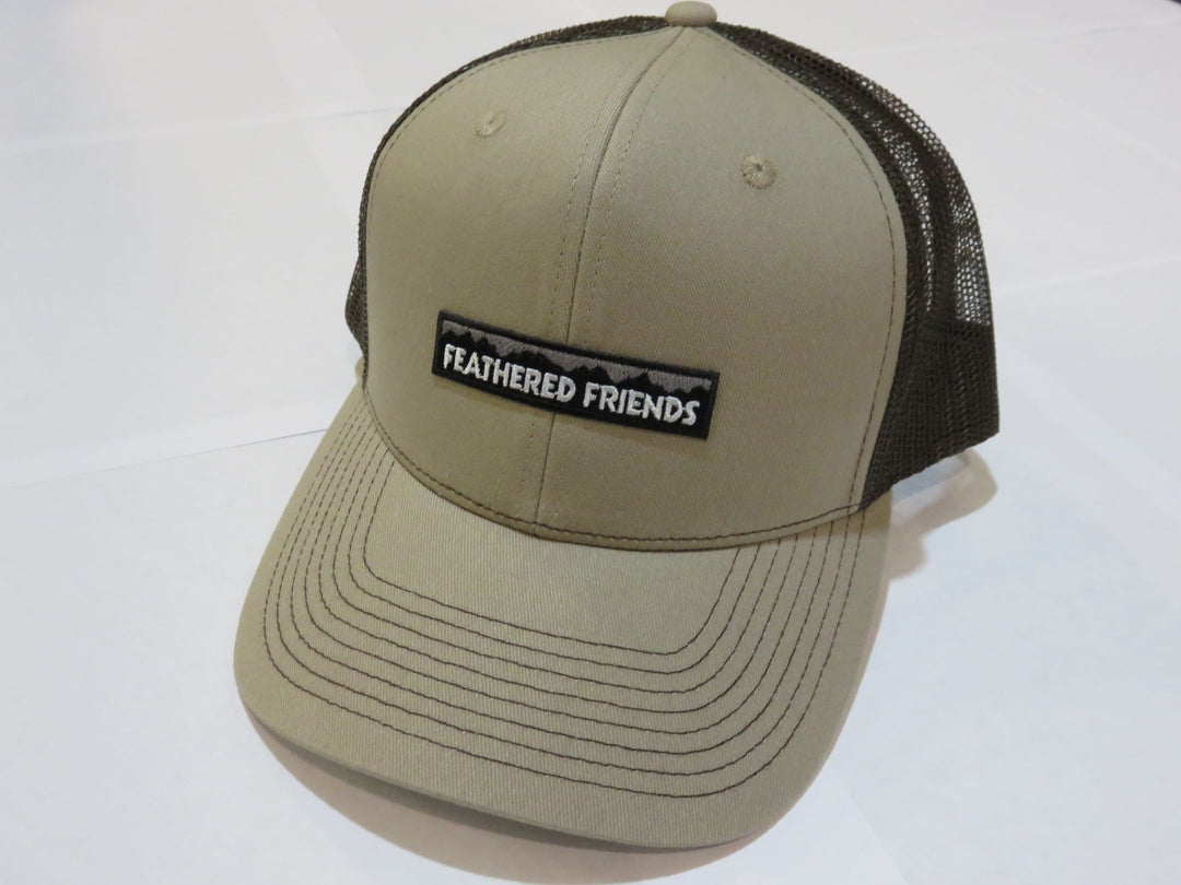 Kam Gear-Feathered Friends Pro Style Trucker Mountain Logo Patch Hat-Clothing-Khaki/Brown-
