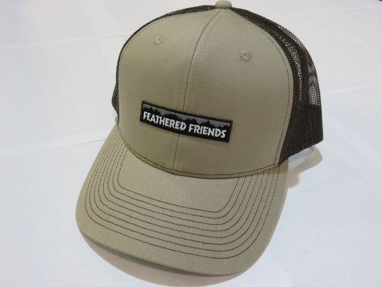Kam Gear-Feathered Friends Pro Style Trucker Mountain Logo Patch Hat-Clothing-Khaki/Brown-