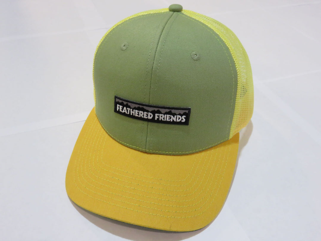 Kam Gear-Feathered Friends Pro Style Trucker Mountain Logo Patch Hat-Clothing-Light Green/Yellow-