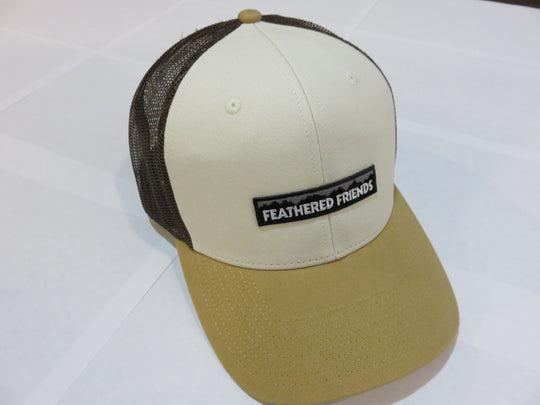 Kam Gear-Feathered Friends Pro Style Trucker Mountain Logo Patch Hat-Clothing-Stone/Amber/Brown-