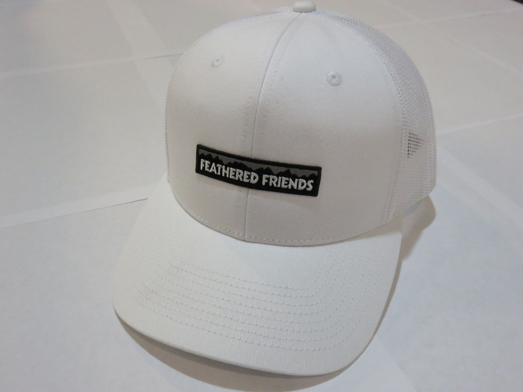 Kam Gear-Feathered Friends Pro Style Trucker Mountain Logo Patch Hat-Clothing-White/White-