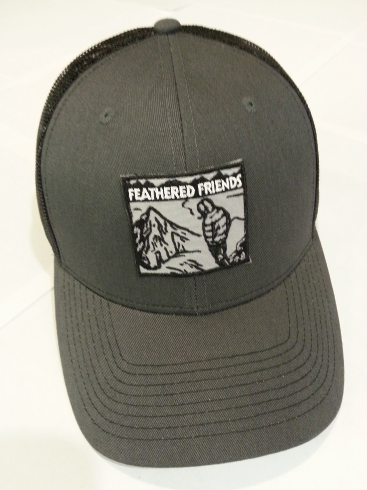 Kam Gear-Feathered Friends Smoking Man Pro Style Trucker Hat-Clothing-Dark Gray/Black-