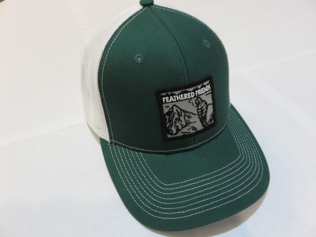 Kam Gear-Feathered Friends Smoking Man Pro Style Trucker Hat-Clothing-Green/White-